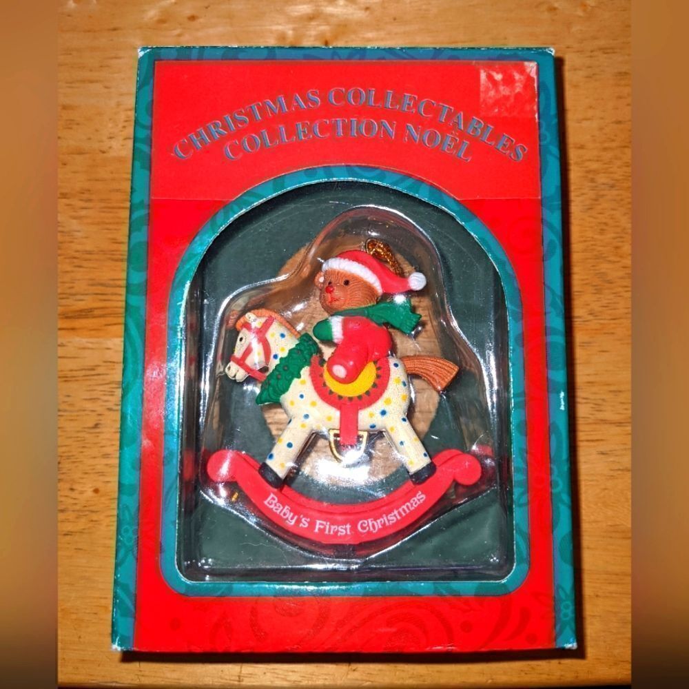 3/$30 Vintage Kmates Collection Happy Holidays "Baby's First Christmas" Ornament